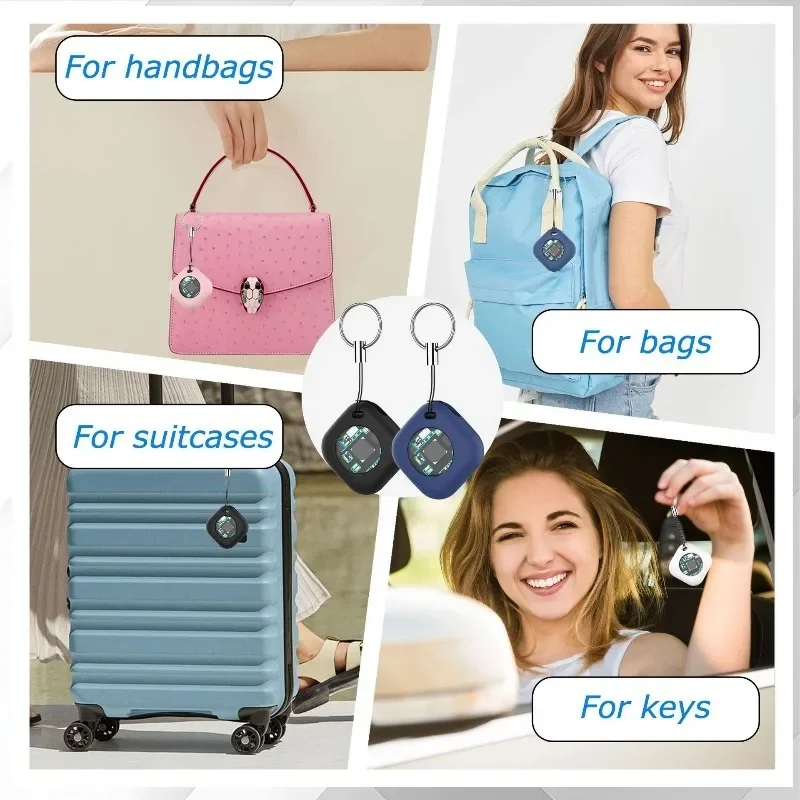 

1-5 PCS Skin-Feel Square Silicone Case with Keychain & Lanyard for AirTag & Google Anti-Loss Device