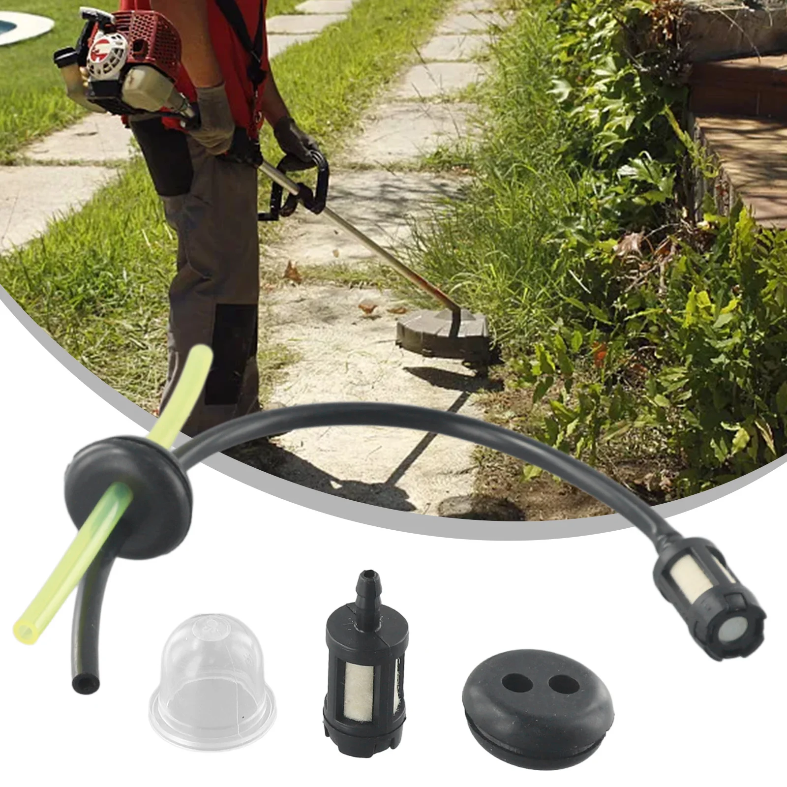 Outdoor Fuel Hose Set Garden 4pcs ABS Fuel Hose Pipe Filter Primer & Gromett Pipe Filter Set Easy Installation
