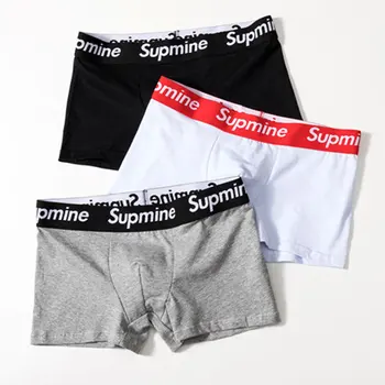 섹시한 남성용 빈티지 속옷, 레드 블랙 블루 반바지, 레터 교정 복서 코튼, 편안한 팬티