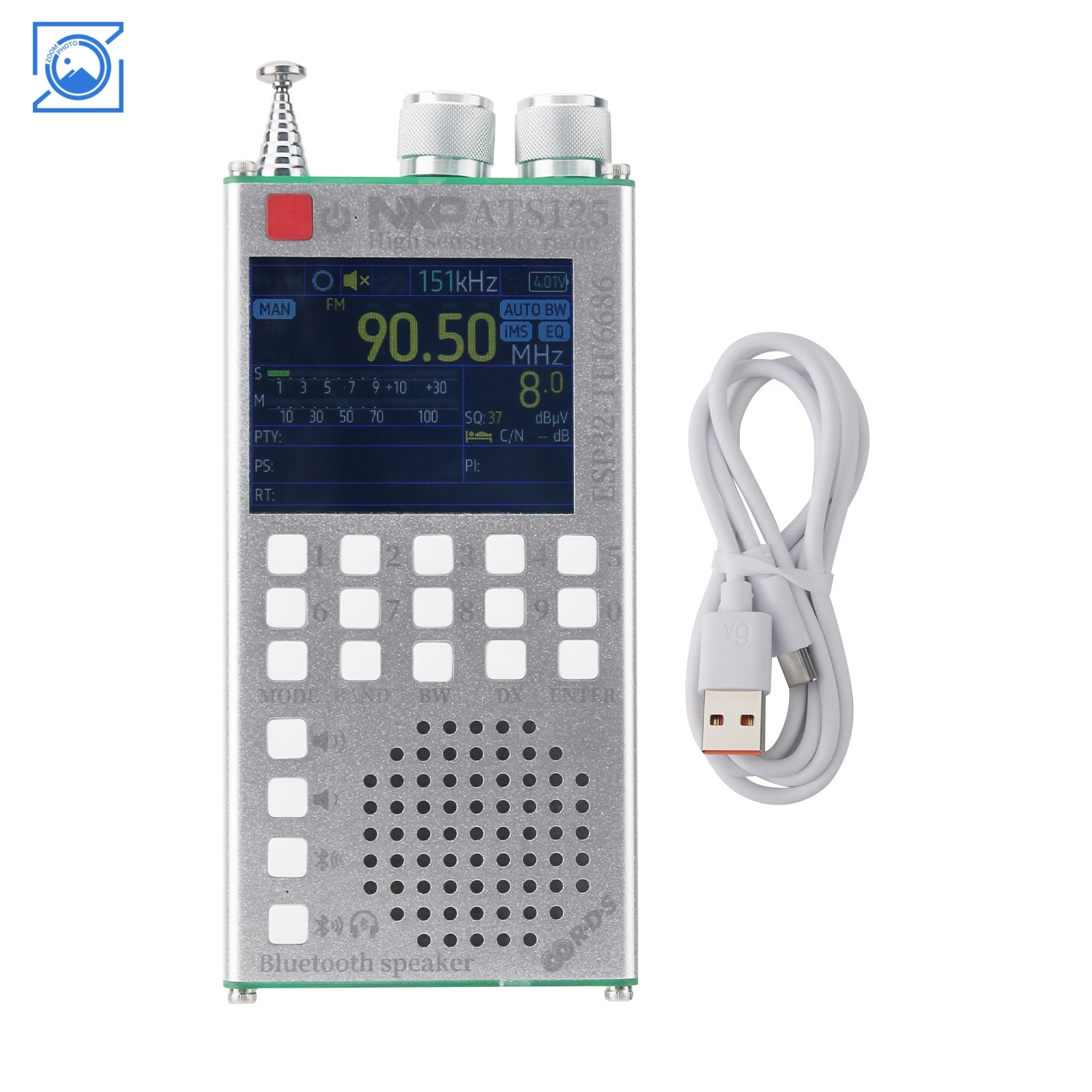 ATS125 High Sensitivity Multifunctional Bluetooth FM Radio TEF6686 Vehicle DSP Tuner with 2.4-inch LCD