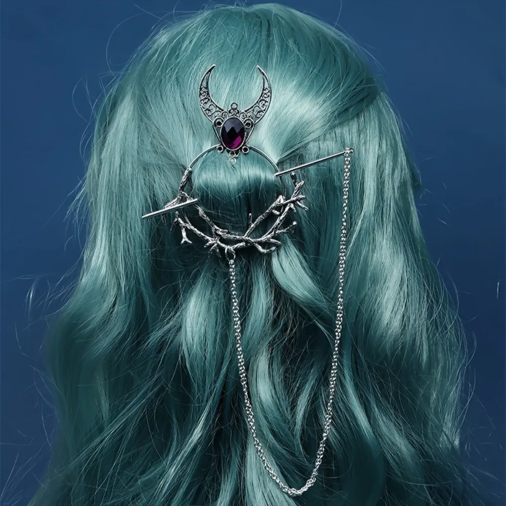 Antiqued Vintage Viking Witch Hairpin Unique Nordic Norwegian Style Retro Pentagram Hairpin Head Ornament Medieval