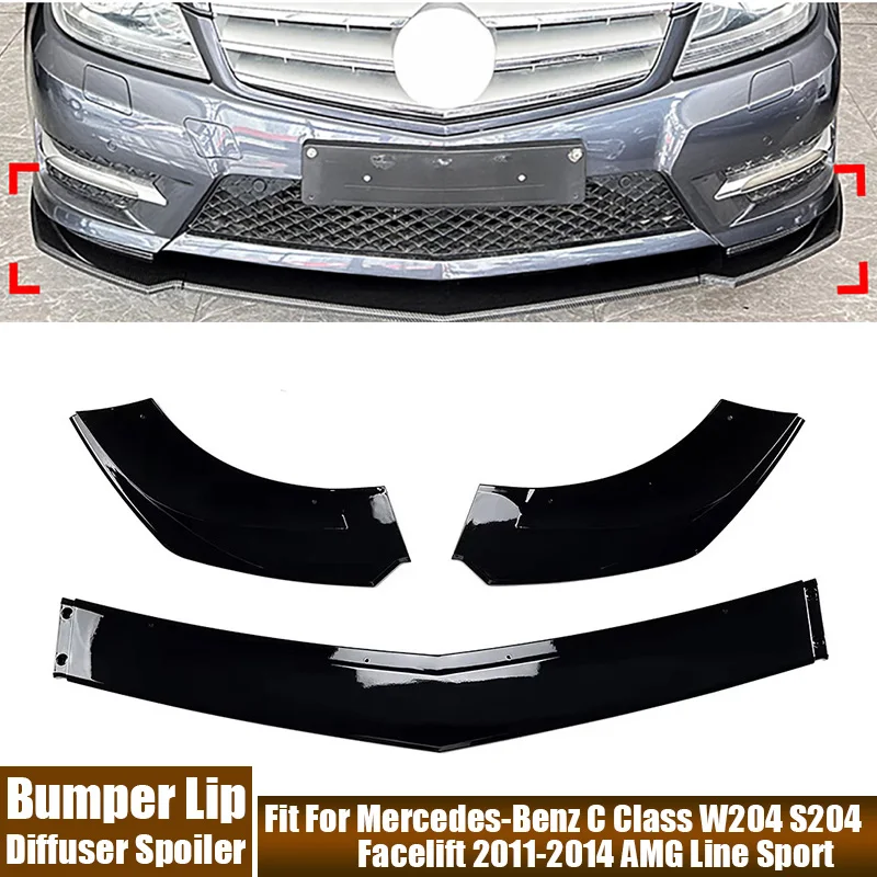 

Car Accessories Front Bumper Lower Lip Diffuser Spoiler For Mercedes-Benz C Class W204 S204 Facelift 2011-2014 AMG Line Sport
