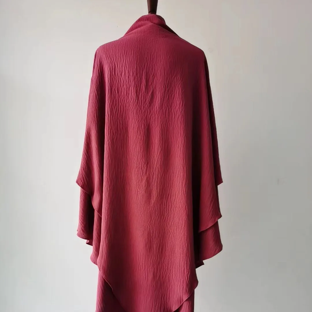 

Новейшие мусульманские молитвенные джильбабы, хиджабы, двухслойные, полностью закрывающие голову, однотонные химары для женщин H208