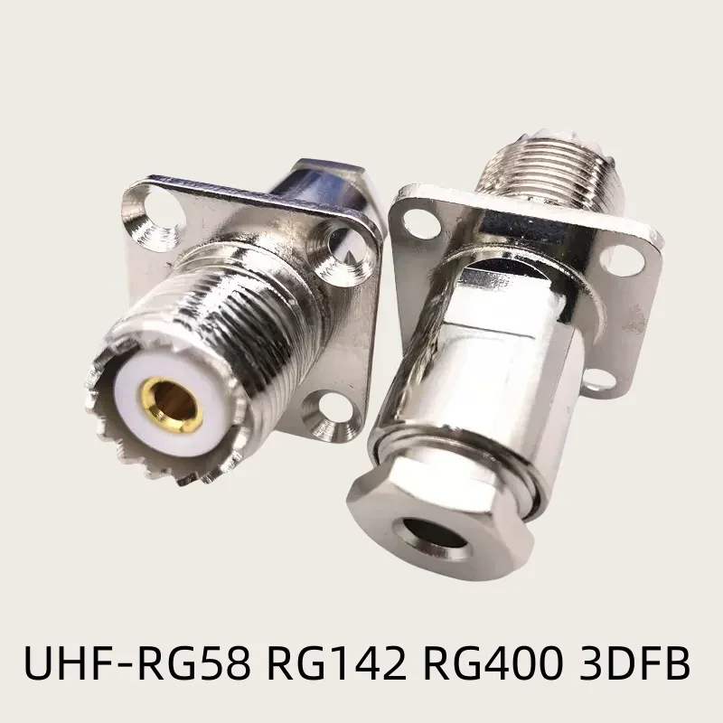 1pcs SO239 PL259 UHF Female 4-hole flange Clamp Solder RG58 RG142  LMR300 LMR400 RG8 RG213 RF Coaxial Square plate connector