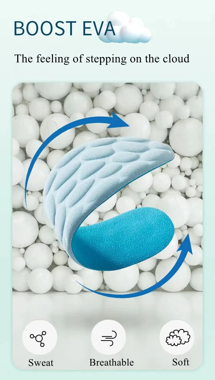 2 Stück/4 Stück Fußmassage-Einlegesohle, atmungsaktiv, bequem, weiche Einlegesohle, Memory-Schaum-Sohle, Sport-Einlegesohle für Herren und Damen – Detail 3