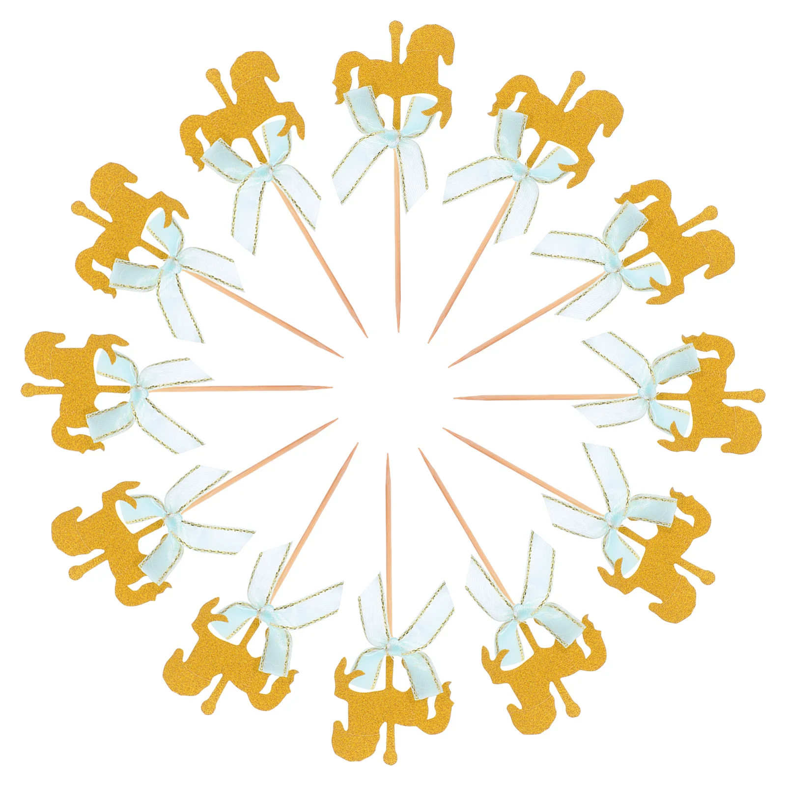 

20Pcs Unique Carousel Cake Toppers Cupcake Dessert Picks Decorative for Birthday Halloween Parties and Festivals