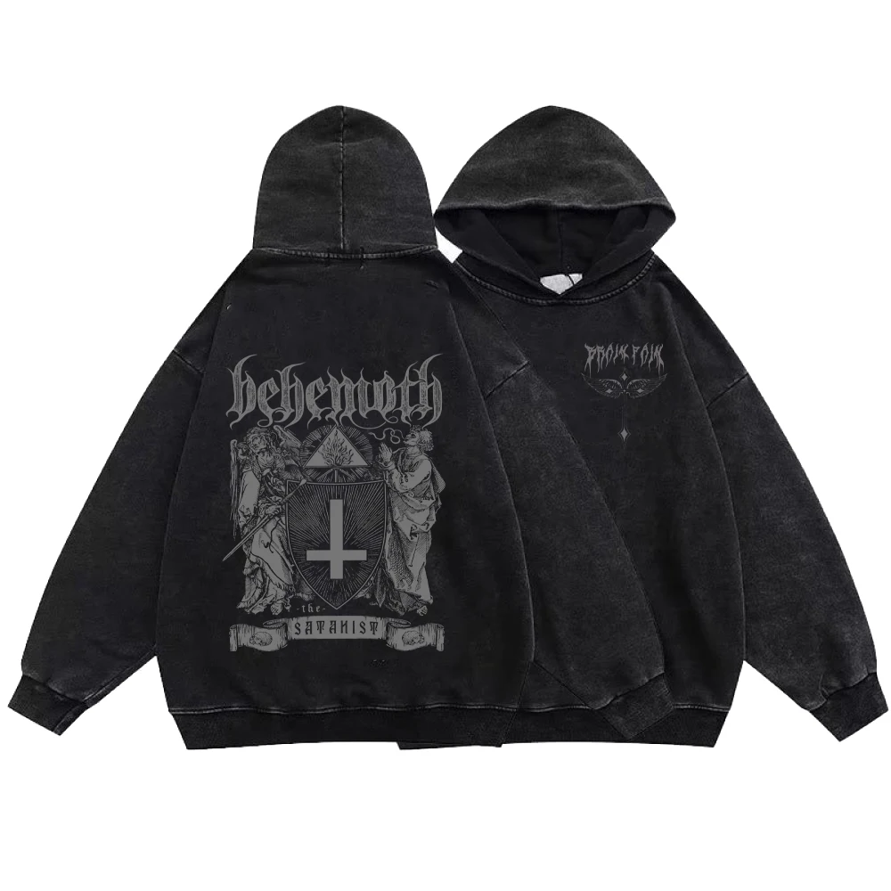 

Gothic Vintage Washed Hoodies Teeth Funny Printed Sweatshirts Y2k Oversized Hoodie Harajuku Retro Long Sleeve Pullover Men Women