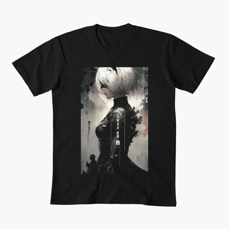 

2B NieR Automata Yorh No. 2 Type B Anime T-shirt for Gamer 0607 Waifu Girl Cyber Punk Graphic Clothes US Size Tops S-6XL