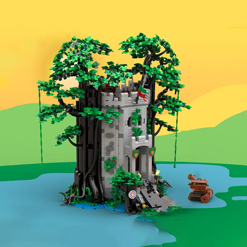 2012PCS Moc medieval architecture series remake forest man river fortress castle building blocks children's holiday gift