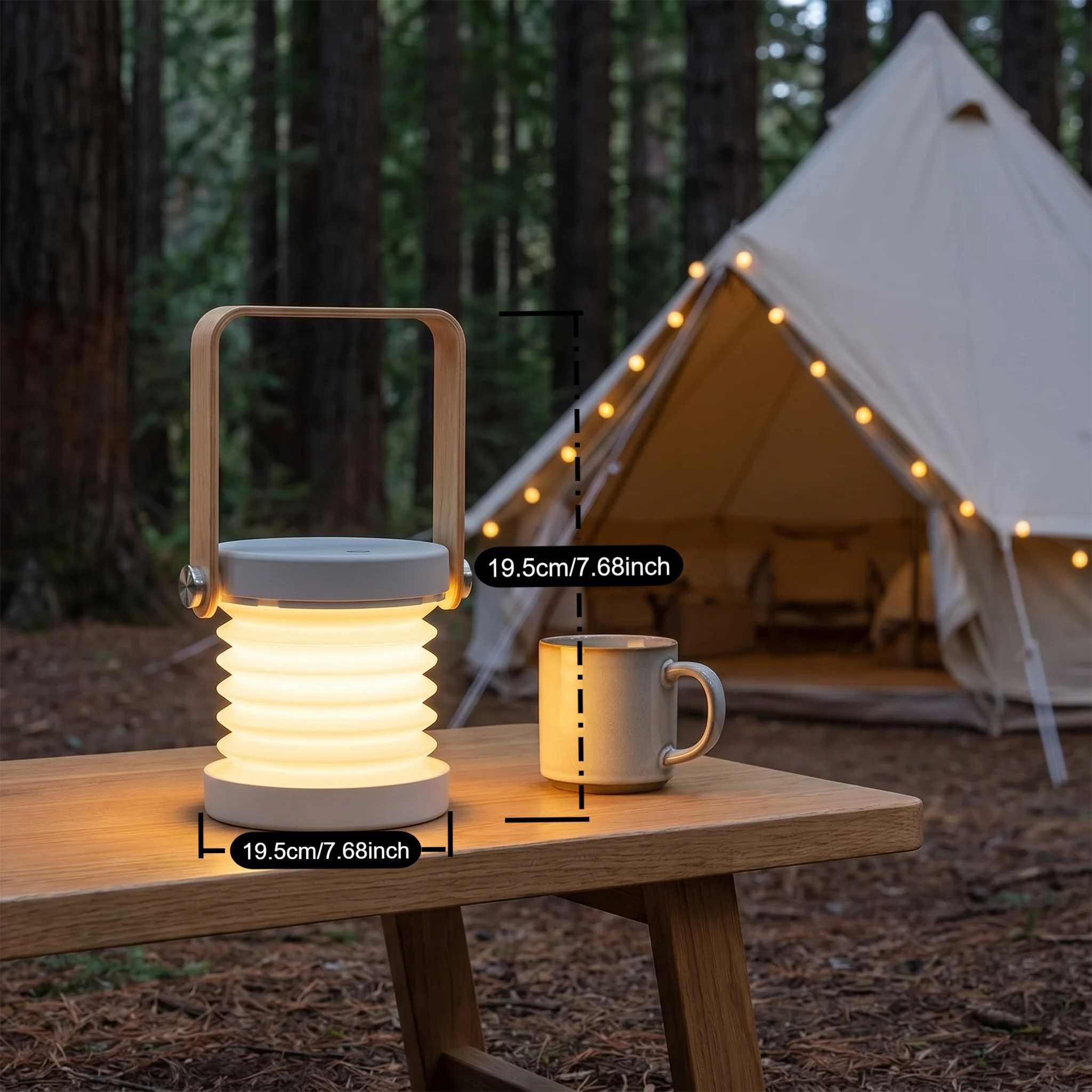 Telescopic Hanging Lantern Table Light, Portable Folding Desk Handheld Lamp, Dimmable Bedside Reading Camping Night Light view 5