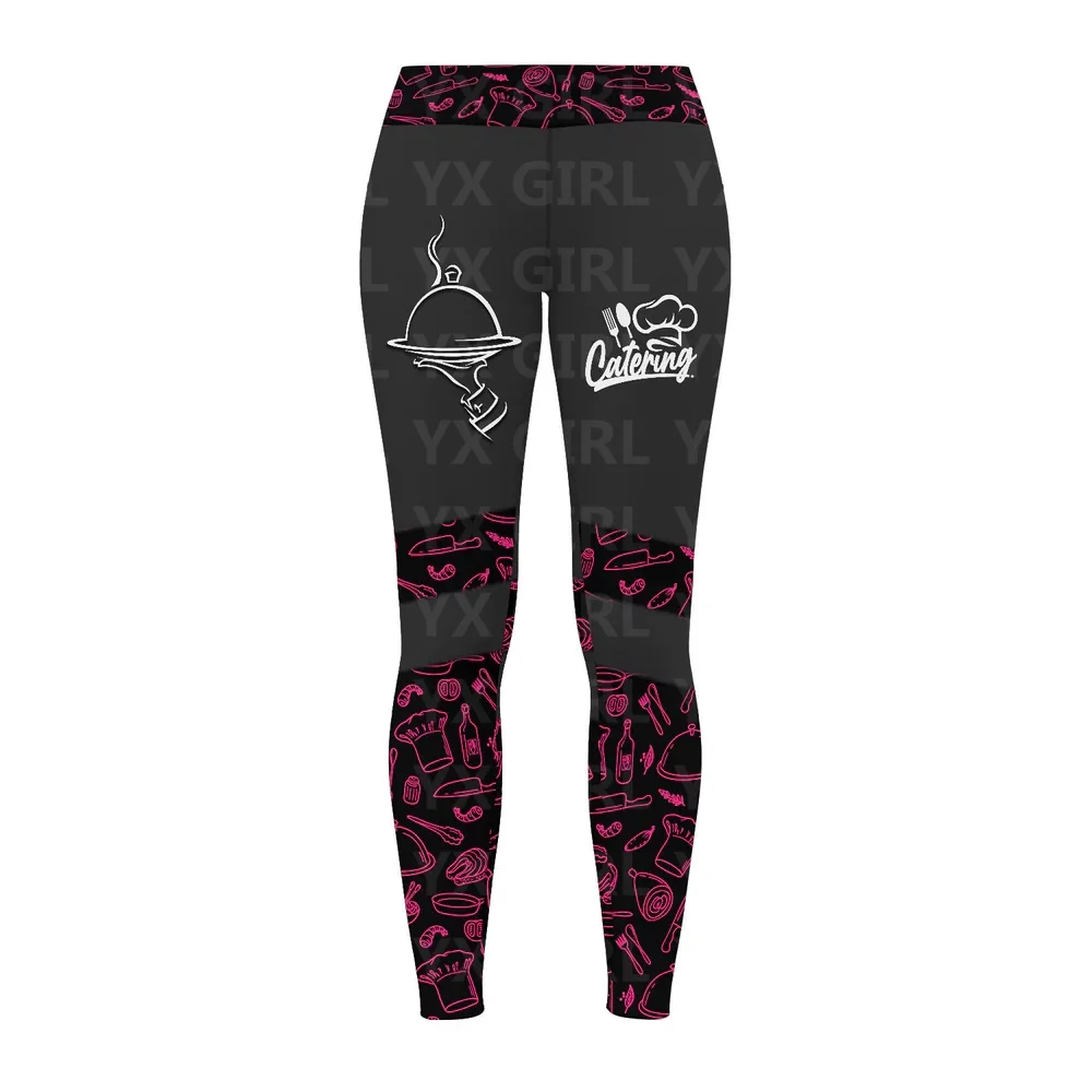 Cooking Lover Legging Chef Legging Kitchen Pattern Legging Black And Pink , All Over Print Legging For Women