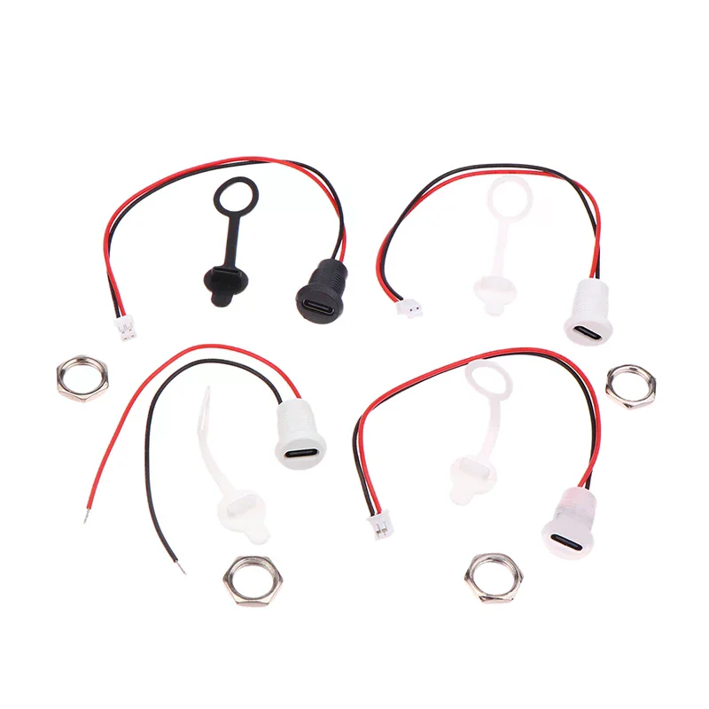 USB-C 2P High Current Charging Socket Nut Snap Lock Plate USB TYPE-C Female Type C Waterproof Female Connector JacK