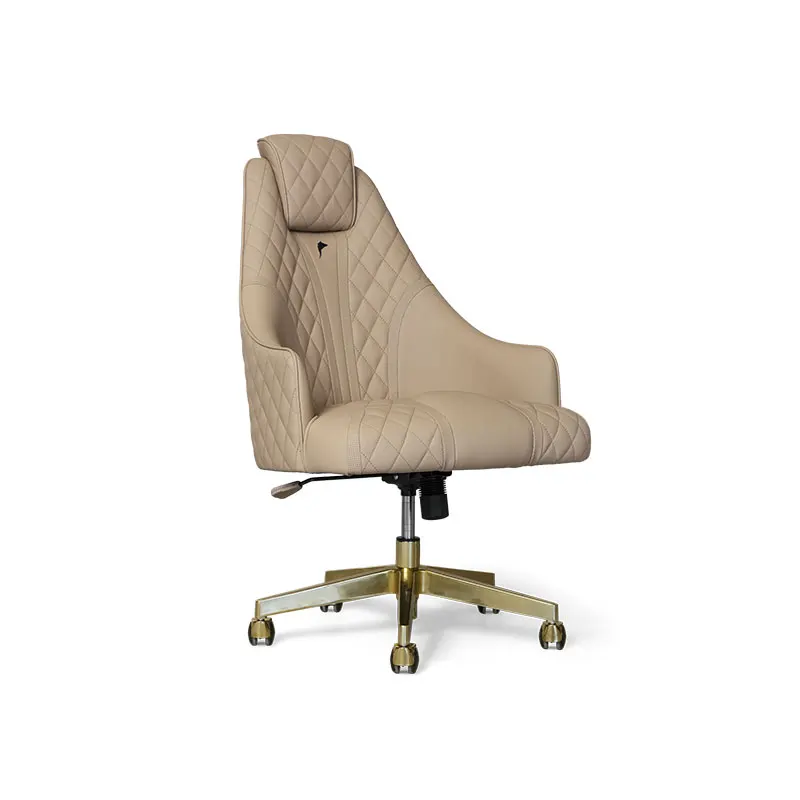 *Italian - Style Light Luxury Chair Matte Leather, Fixed Armrest a Five Star Office Chair Suitable for Both Office and Bedroom