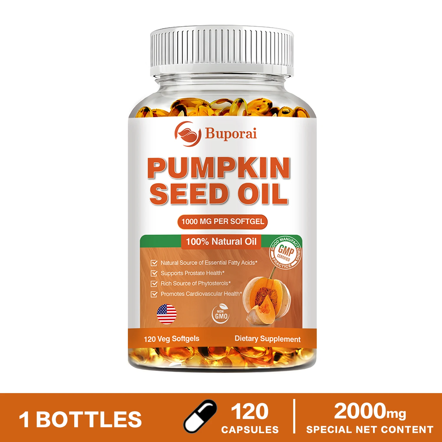 Pumpkin Seed Oil - Promotes Hair Growth, Urinary Tract and Prostate Health, Cardiovascular Support