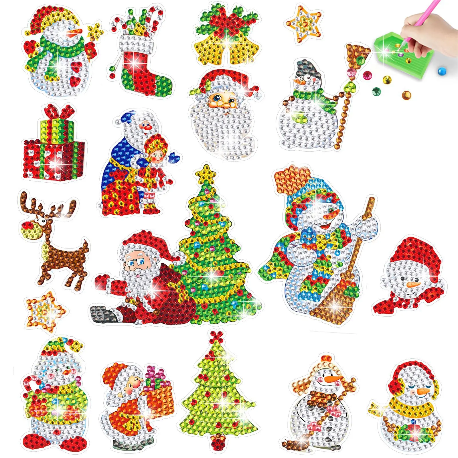 

Christmas Snowman Christmas Tree Diamond Painting, Easy-to-stick DIY Wall Stickers Children's Cartoon Crystal Rhinestones