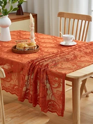 Fall Tablecloth Rectangle , Autumn flower Jacquard Table Cloth, lace Fabric Table Covers for Harvest Parties, and Thanksgiving