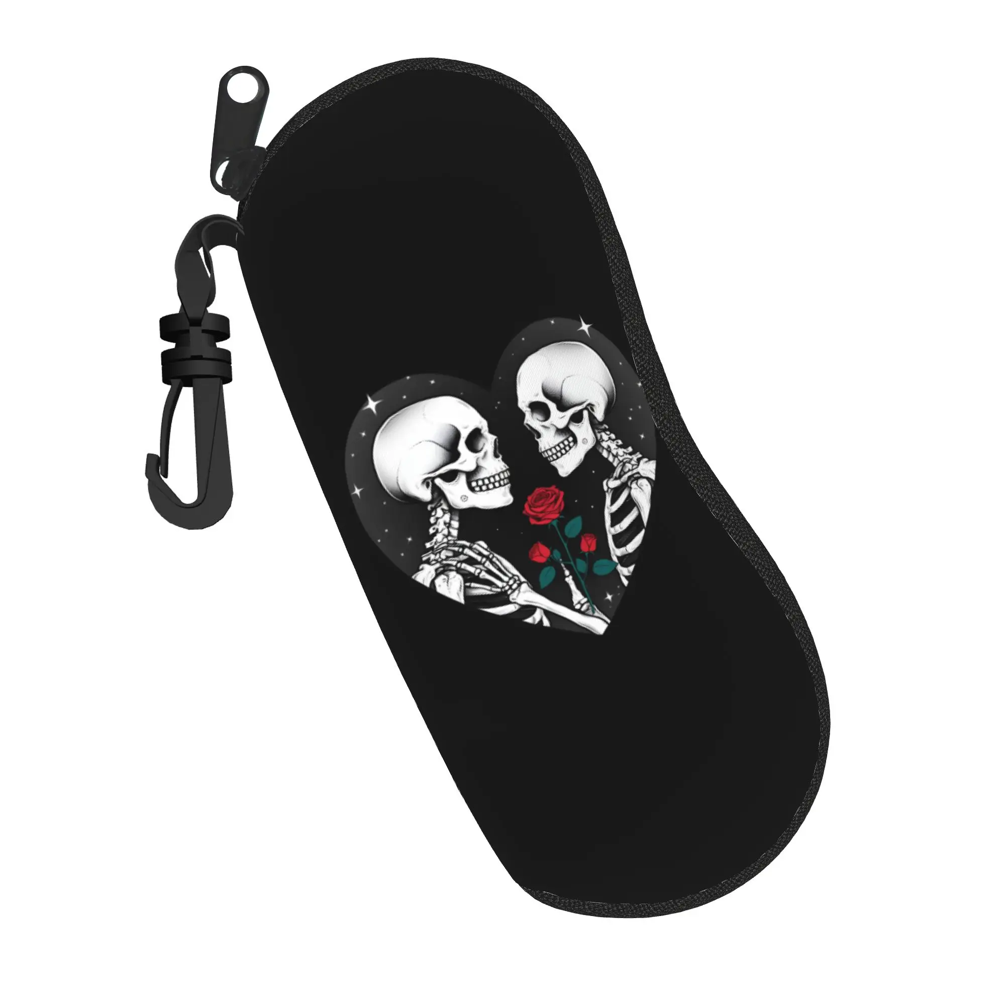 Cute Cartoon Glasses Case Skeleton Love Gothic Floral Skull Kiss Merch  Box  Eyewear Storage Box Anti-Pressure Eyewear Container