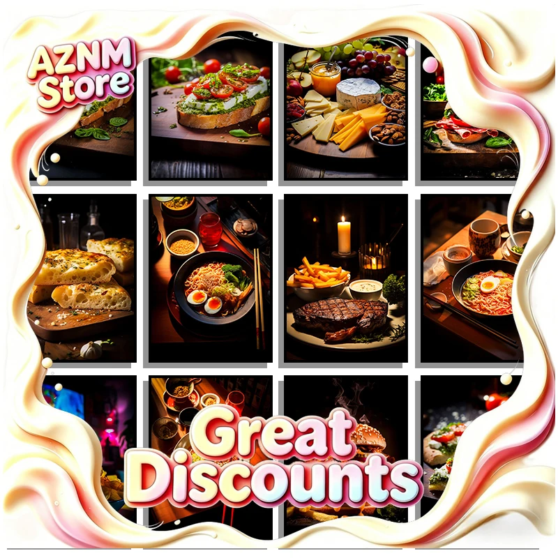 Food Kitchen Poster Printing Meat Burger Pizza Canvas Painting Restaurant Decoration Wall Art Picture Home Decor Frameless Gi
