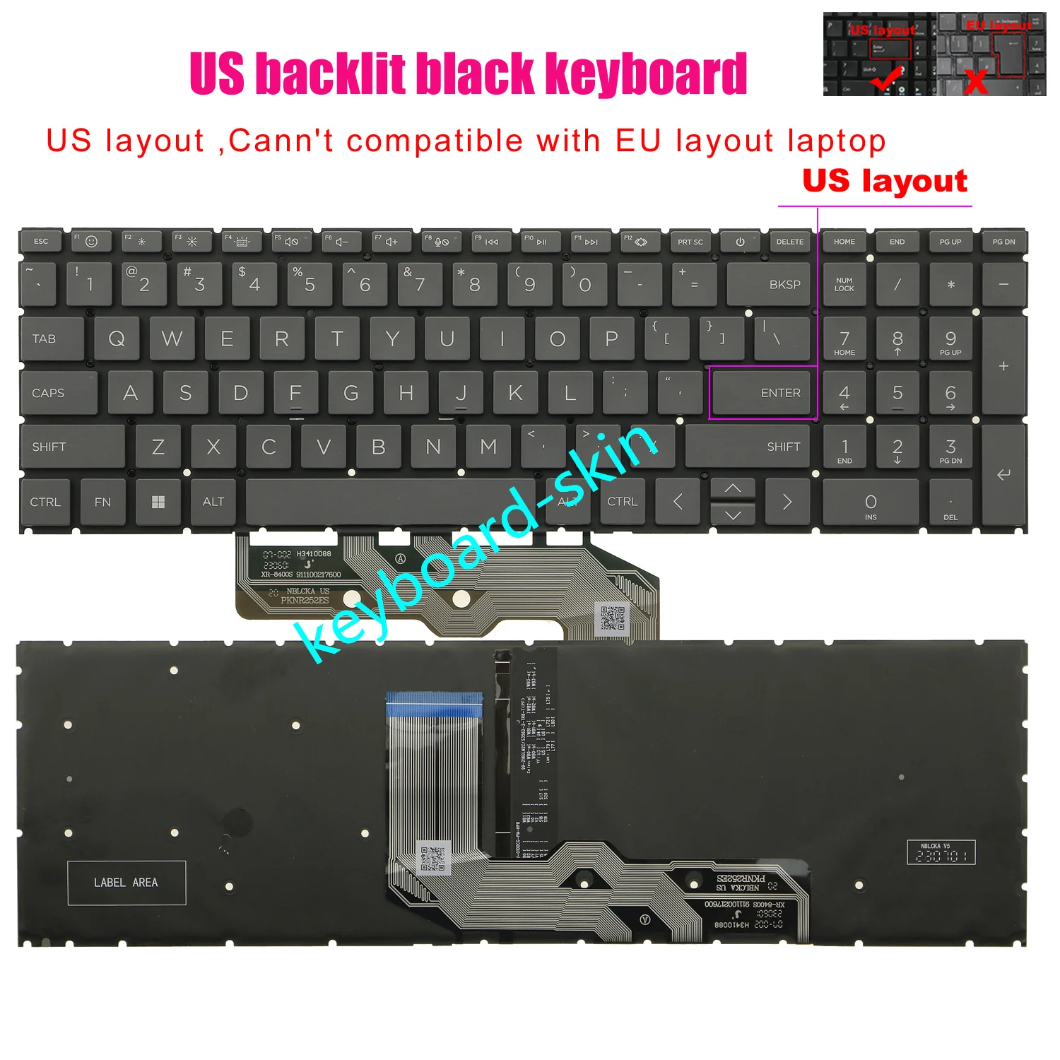 

New US black backlit keyboard for HP ENVY 17-CW** 17t-CW** 17t-cw100 TPN-C176 17-DA** 17t-DA** TPN-C176 17-cw0023dx laptop
