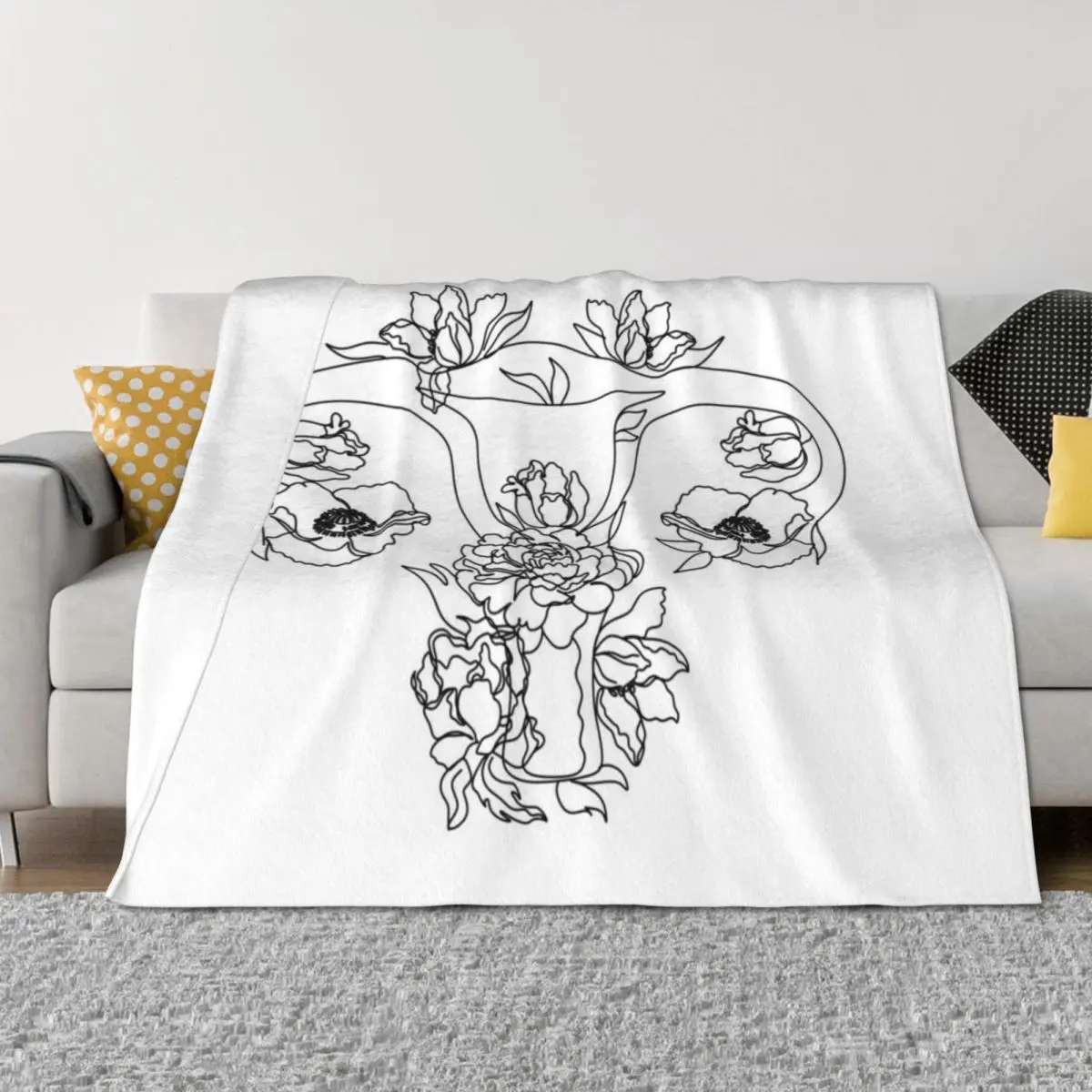 

Beauty female reproductive system with flowers. Throw Blanket warm winter Bed Fashionable blankets ands Furrys Blankets