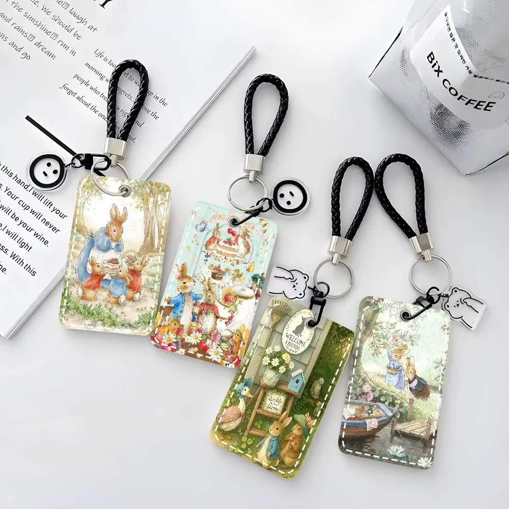 

Красивый кожаный картхолдер-брелок «Питер Кролик» в стиле сказки, чехол для карт, ключница, брелок для ключей