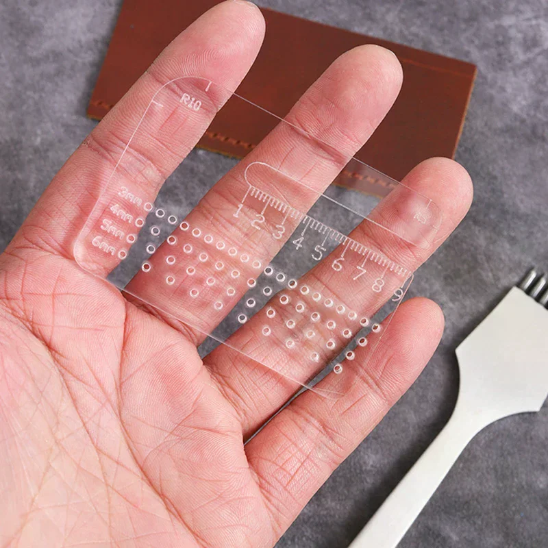 4mm Multi-Functional Thickened Transparent Puller Acrylic Rounded Cutting Distance Ruler Hitting Auxiliary Manual Leather Too
