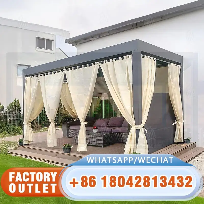 

Outdoor Louver Sun Awnings Patio Terrace Canopy Waterproof Bioclimatic Louvered Aluminum Garden Greenhouses Pergola