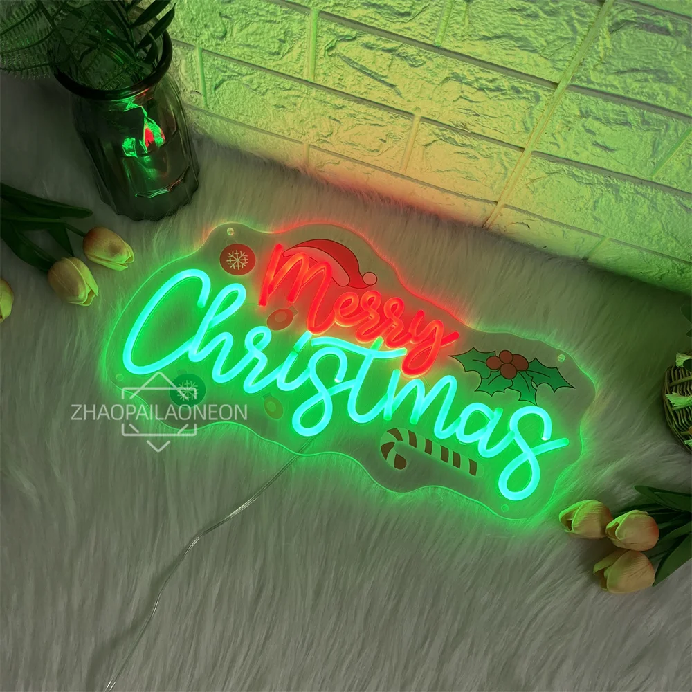 عيد ميلاد سعيد Led النيون تسجيل غرفة المنزل حفلة وحدة إضاءة LED جداريّة ديكور السنة الجديدة الديكور أضواء النيون عيد الميلاد تخصيص الهدايا #2