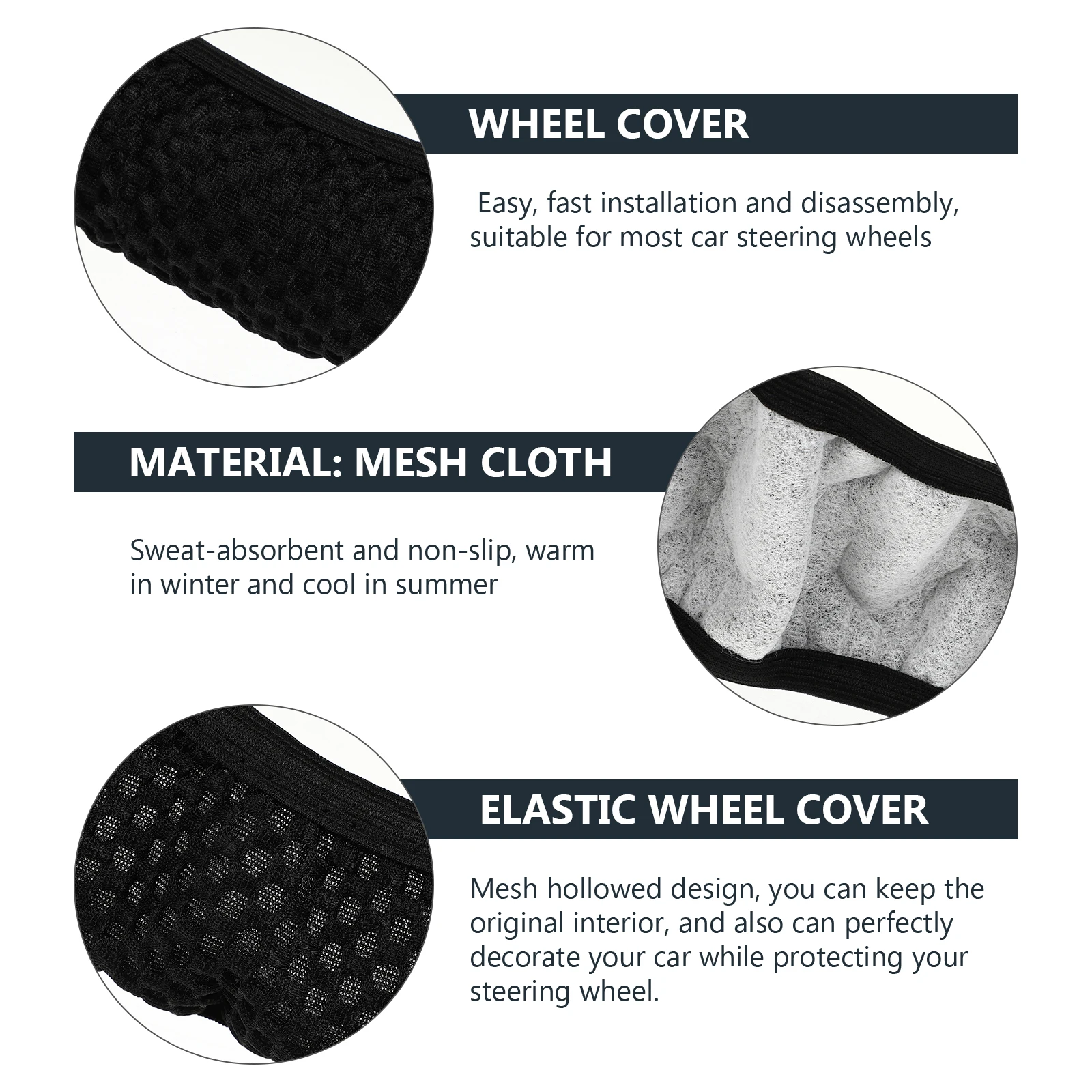 

Massage Steering Cover Breathable Mesh 14 1 2 to 15 Inches Diameter Steering Wheel Cover Non Slip Elastic Accessories