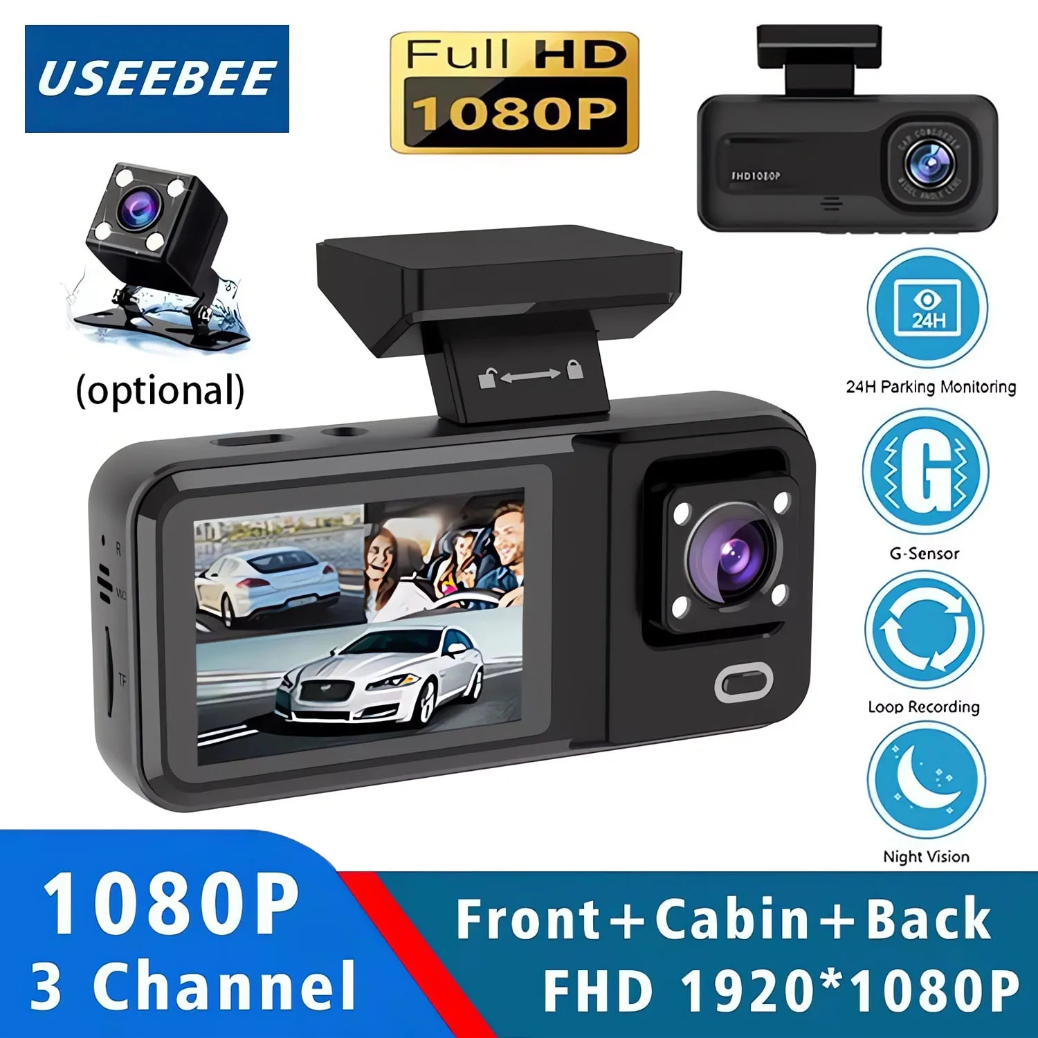 3 Camera 1080P Car …