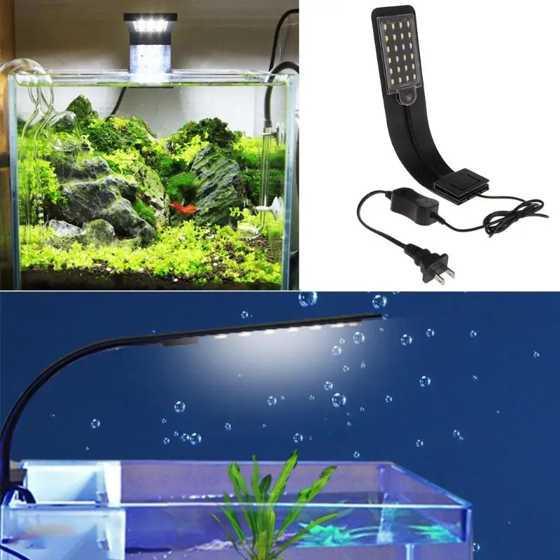 Fish for Tank Clip on Light Clamp Aquarium Lights 24 LED Beads Simulation for Natural Light 110V 10W Separate New