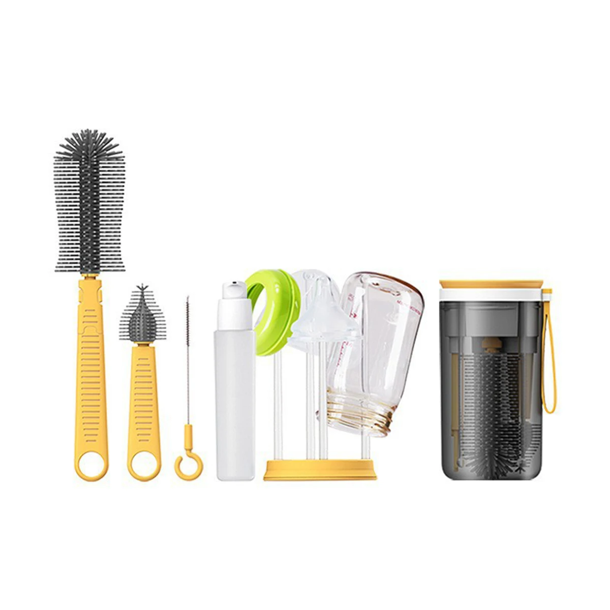 Portable Bottle Brush Set Cup Cleaning Tools Home Kitchen Silicone Bottle Brush Nipple Brush Set Of Cup Brush