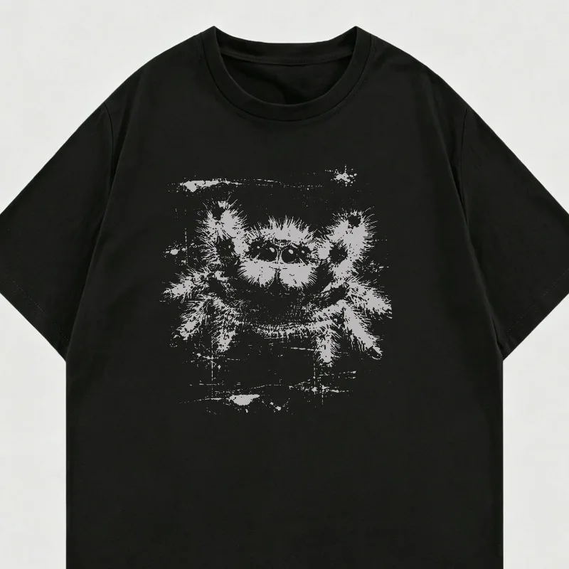 Jumping Spider Pattern T-shirt Retro Punk Y2K Top Men's T-shirt Summer New Unisex T-shirt