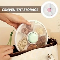 5-Compartment Rotating Snack Storage Box,Portable Outdoor Fruit Tray with Lid, Detachable and Washable Organizer for Home,School