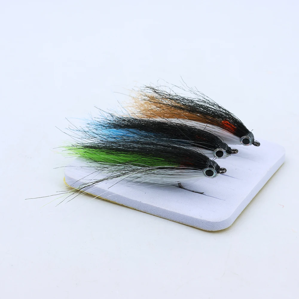 ICERIO 4er-Set Köderfisch-Streamer-Fliegen mit UV-Leuchtpunkt, 3-farbige Kunsthaar-Minnow-Köder für Barsch, Hecht, Forelle, Süß- und Salzwasserfischen – Detail 9
