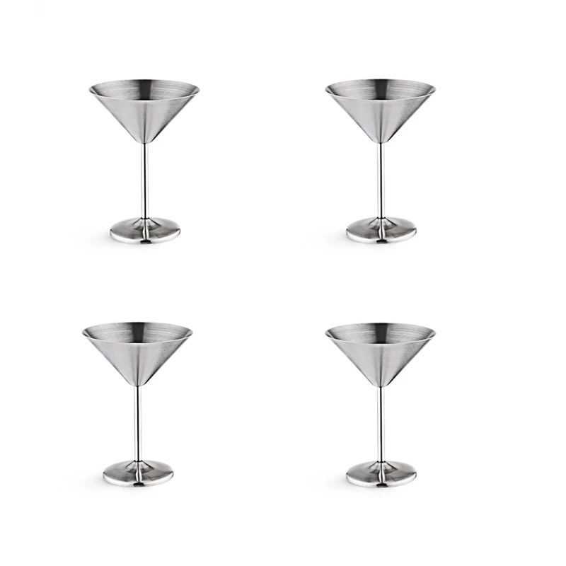 

Stainless Steel Martini Glasses Set Of 4, 8 Oz Metal Cocktail Glasses, Unbreakable, Durable, Mirror Polished Finish