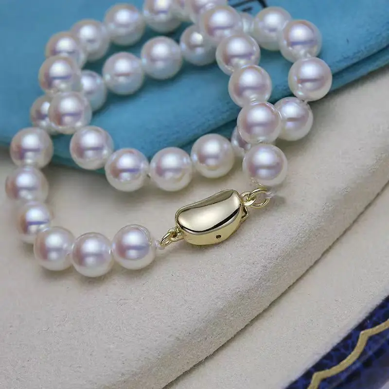 Gorgeous AAAA  9-10mm South China Sea Round White Pearl Necklace 18 ''925