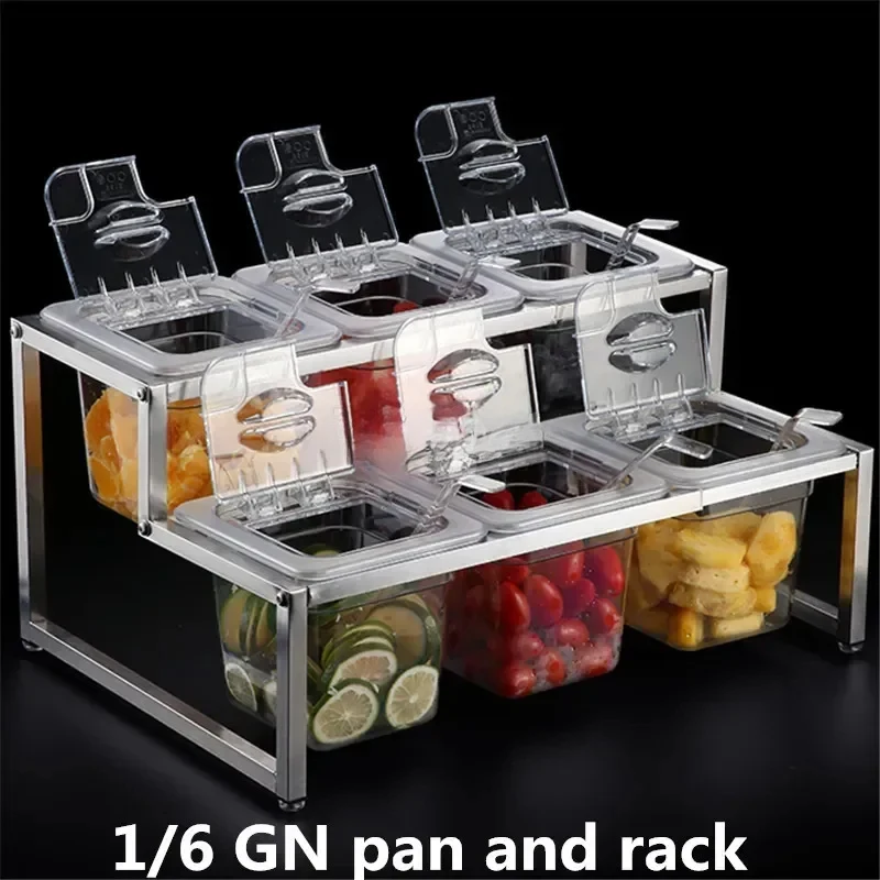 Acrylic Transparent GN Pans Visible Food Square Pots Exhibition Plate Tray Milk Tea Shop Basin Containers Storage Box With Rack