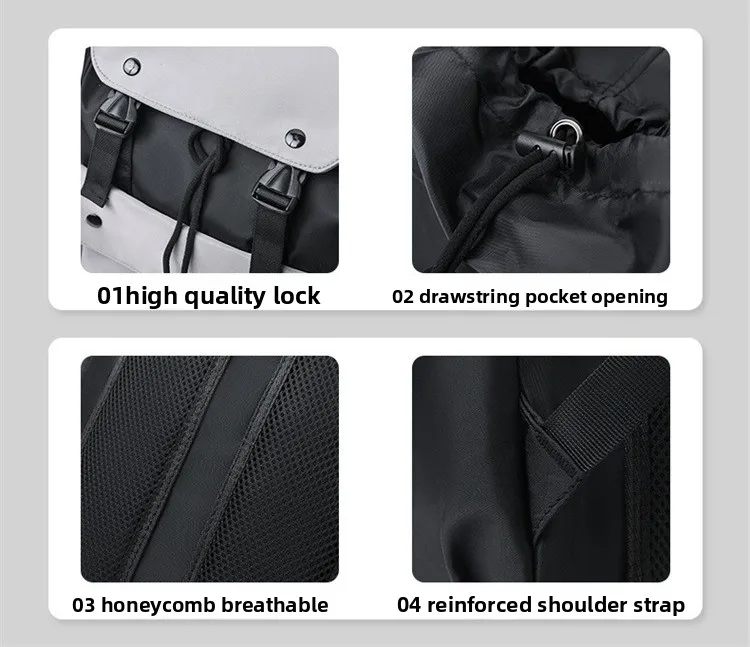 New Business Men's Backpack, Outdoor Casual Large-capacity Computer Travel Bag, Multi-functional Waterproof Flip Cover Backpack