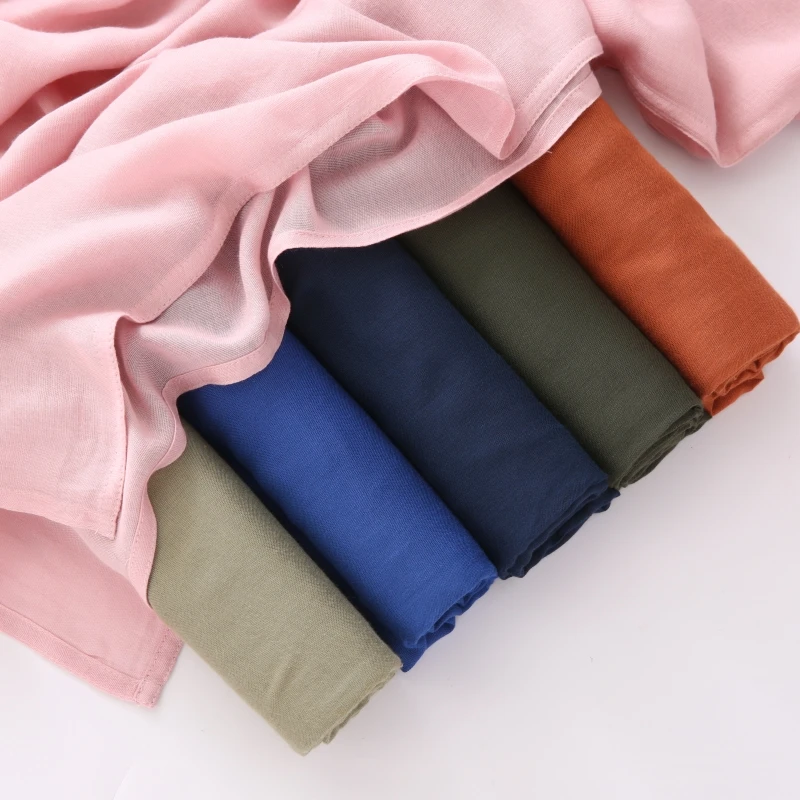 32 farben Modal Polyester Hijab Schal Zwei Linie Nähte Muslimischen Lange Schals Leichte, Weiche Turban Schal Solide Schals – Detail 11