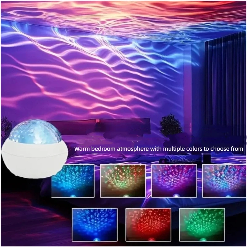 Lampu Malam Proyektor Cahaya Utara & Gelombang Laut 2 Dalam 1 dengan 14 Efek Cahaya Lampu Malam USB RGB untuk Kamar Tidur Anak-anak Hadiah Natal