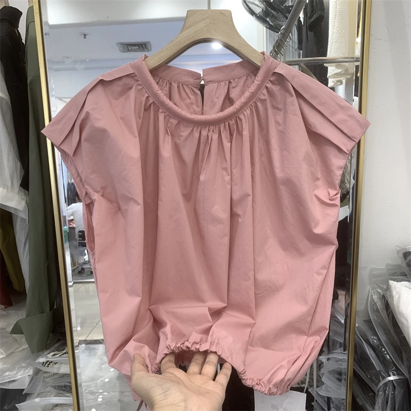 

Summer Design Large Size Women's Shirt Shoulder Appropriate Sleeveless Top Short Stylish Slimming Trendy Korean Style Commute