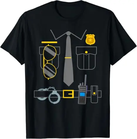 Polizisten-Kostüm Lustiges Polizisten-T-Shirt Y2k Persönlichkeit Einzigartige Geschenke Neuartige Fantastische Polizeikleidung mit Grafik – Detail 7
