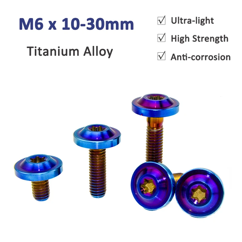 

1Pcs Titanium Bolt M6 X 10 16 20 30mm Torx Disc-shaped Large Head Housing Shell Retrofitting Screws for Cars Motorbikes Bicycles