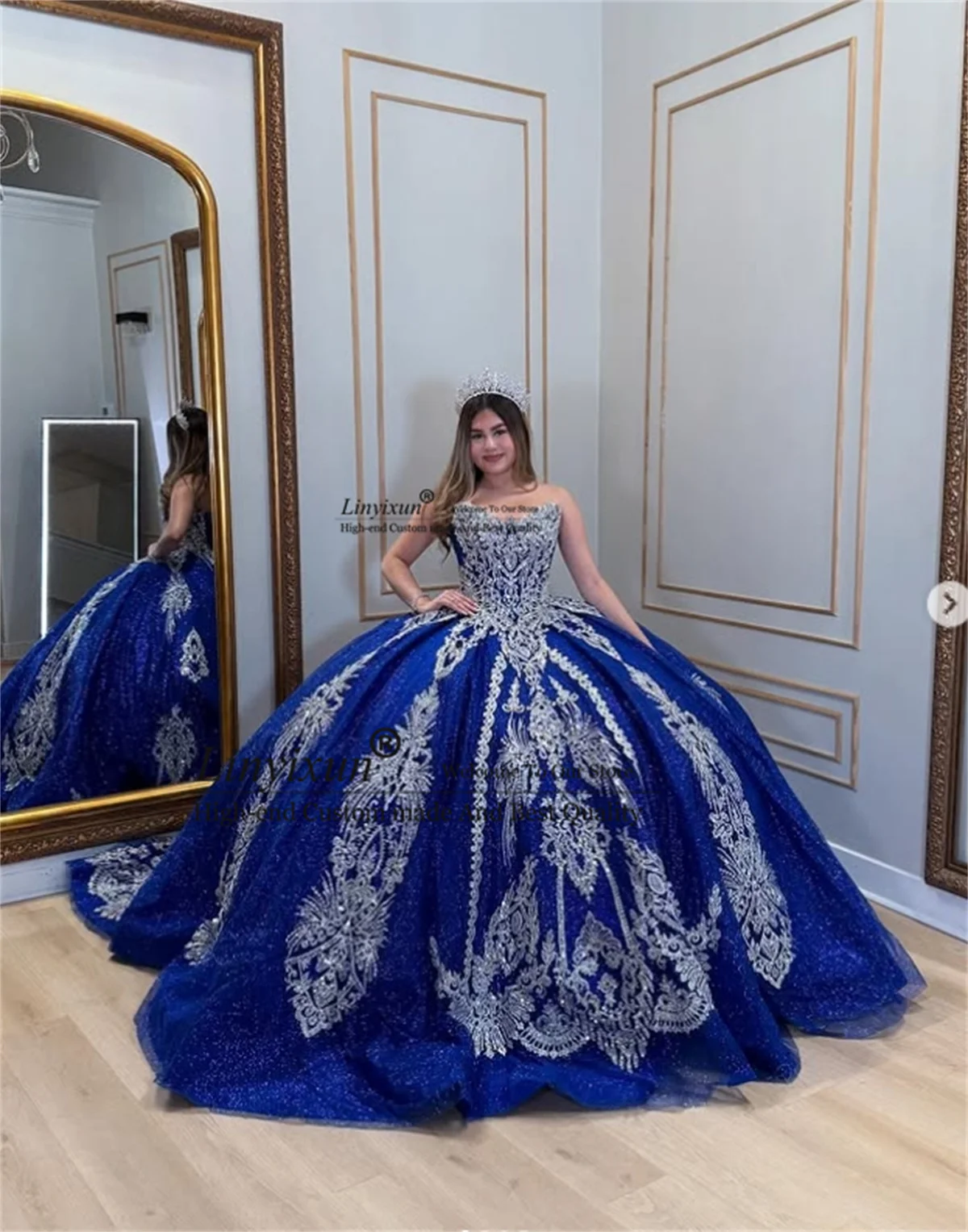 

Princess Ball Gown Quinceanera Dress With 3D Floar Applique Customized Corset Sweet 16 Birthday Mexican Vestido De 15 XV Anos