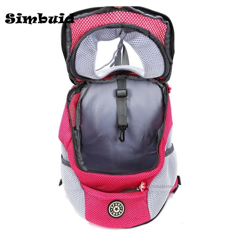 Double Shoulder Pet Carrier Bag Portable Travel Backpack Outdoor Dog Front Bag Mesh Backpack