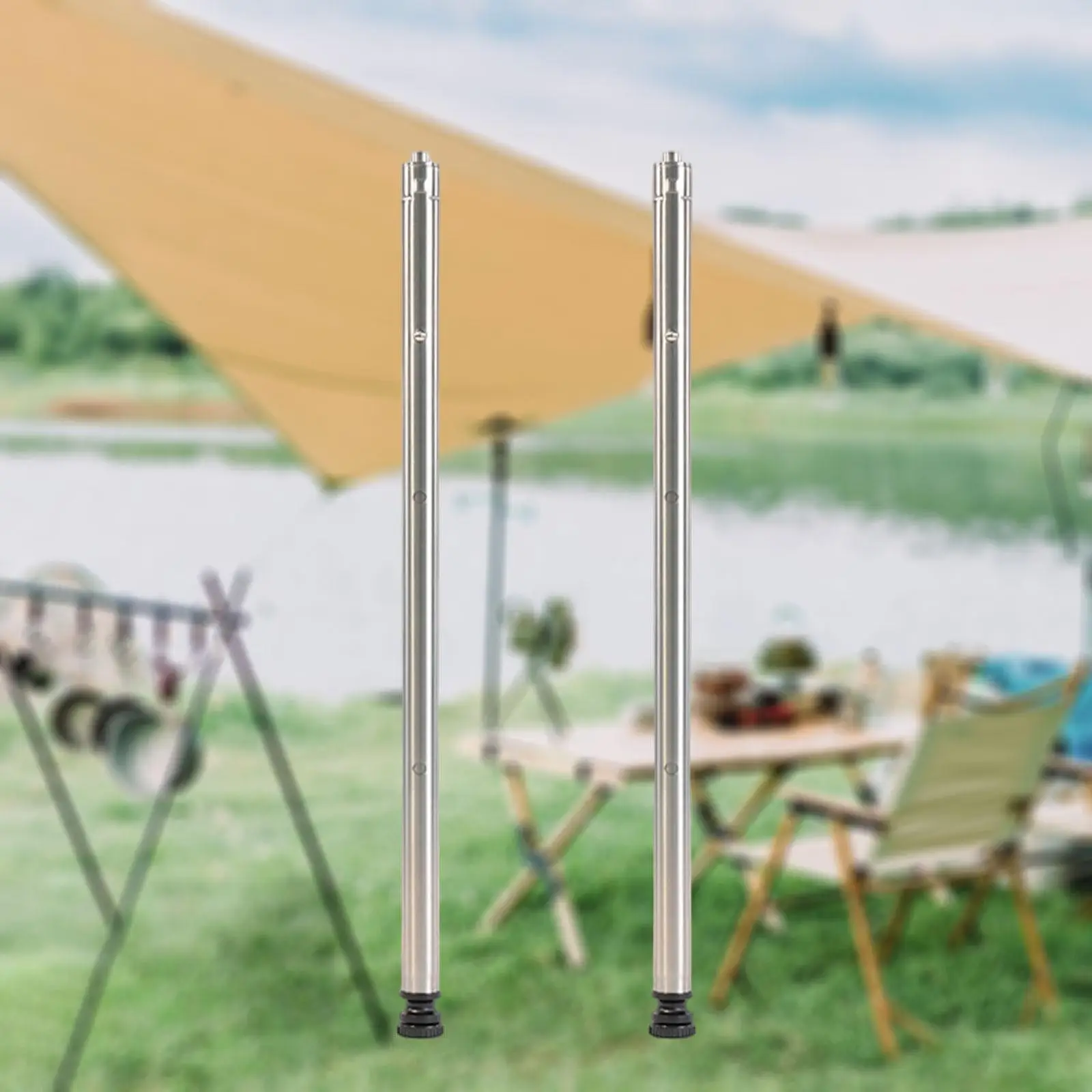 2x Camping Table Legs Adjustable Detachable Outdoor Table Camping Furniture Heavy Duty Fixture Stainless Steel BBQ Support Rod