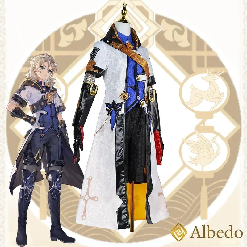 Genshin impactImpact Albedo Cosplay Costume Adult Carnival Uniform Wig Anime Halloween Party Costumes Masquerade Women Game G360