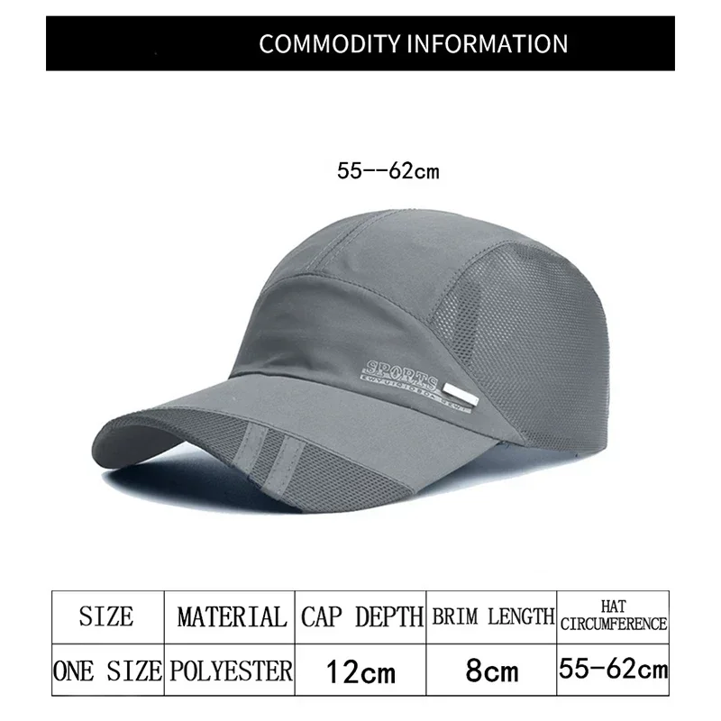 Adjustable Quick Dry Braethable Hat Running Baseball Summer Mesh Cap Visor Sports Cool Fashion Hot Outdoor Popular Men Women