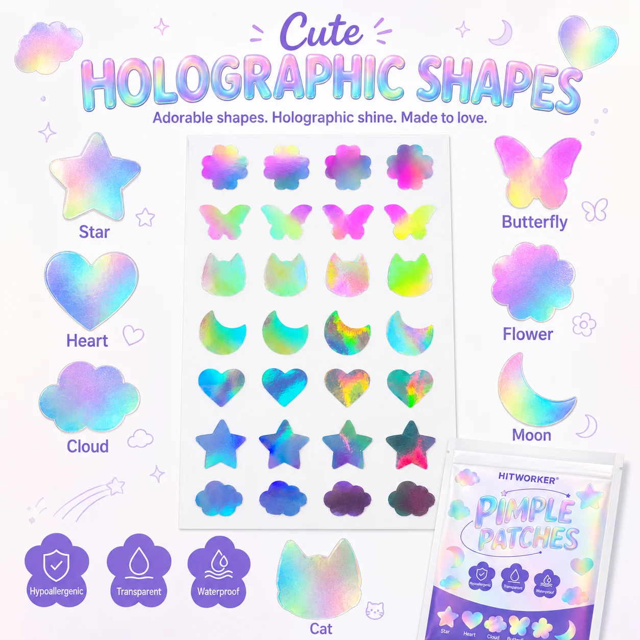 140PCS Pimple Cover Patches, Clear-Look Hydrocolloid Beauty Patches For Day And Night Use, Easy Peel Spot Cover